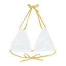 "Skull & Barrel" Base White - Right Logo - Strappy Triangle Bikini Top (AOP)
