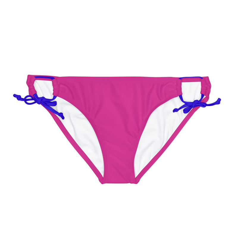 "Skull & Barrel" Base Pink - White Logo - Loop Tie Side Bikini Bottom (AOP)