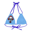 "Skull & Barrel" Base Light Blue - Right Logo - Strappy Triangle Bikini Top (AOP)