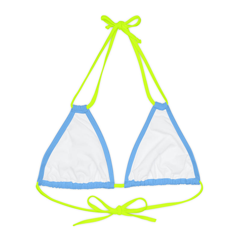 "Skull & Barrel" Base Light Blue - Left Logo - Strappy Triangle Bikini Top (AOP)