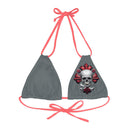 "Skull & Barrel" Base Dark Grey- Left Logo - Strappy Triangle Bikini Top (AOP)