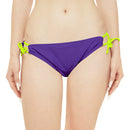 "Skull & Barrel" Base Purple - White Logo - Loop Tie Side Bikini Bottom (AOP)