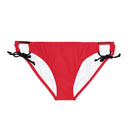 "Skull & Barrel" Base Dark Red - White Logo - Loop Tie Side Bikini Bottom (AOP)