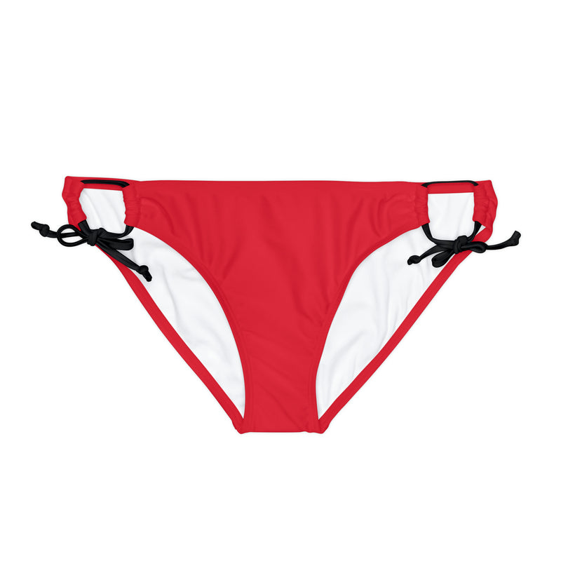 "Skull & Barrel" Base Dark Red - White Logo - Loop Tie Side Bikini Bottom (AOP)