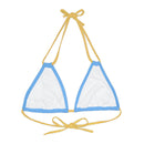 "Skull & Barrel" Base Light Blue - Right Logo - Strappy Triangle Bikini Top (AOP)