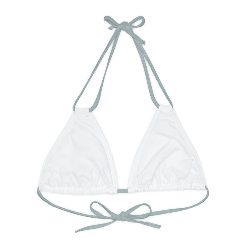 "Skull & Barrel" Base White - Right Logo - Strappy Triangle Bikini Top (AOP)