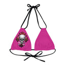 "Skull & Barrel" Base Pink - Right Logo - Strappy Triangle Bikini Top (AOP)