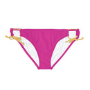 "Skull & Barrel" Base Pink - White Logo - Loop Tie Side Bikini Bottom (AOP)