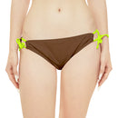 "Skull & Barrel" Base Brown - Black Logo - Loop Tie Side Bikini Bottom (AOP)