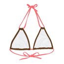 "Skull & Barrel" Base Brown- Left Logo - Strappy Triangle Bikini Top (AOP)