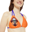 "Skull & Barrel" Base Crusta - Right Logo - Strappy Triangle Bikini Top (AOP)