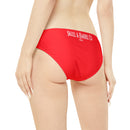 "Skull & Barrel" Base Red - White Logo - Loop Tie Side Bikini Bottom (AOP)