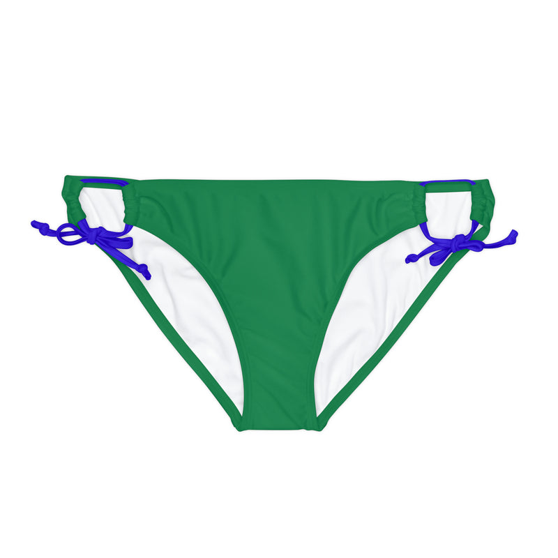 "Skull & Barrel" Base Dark Green - White Logo - Loop Tie Side Bikini Bottom (AOP)