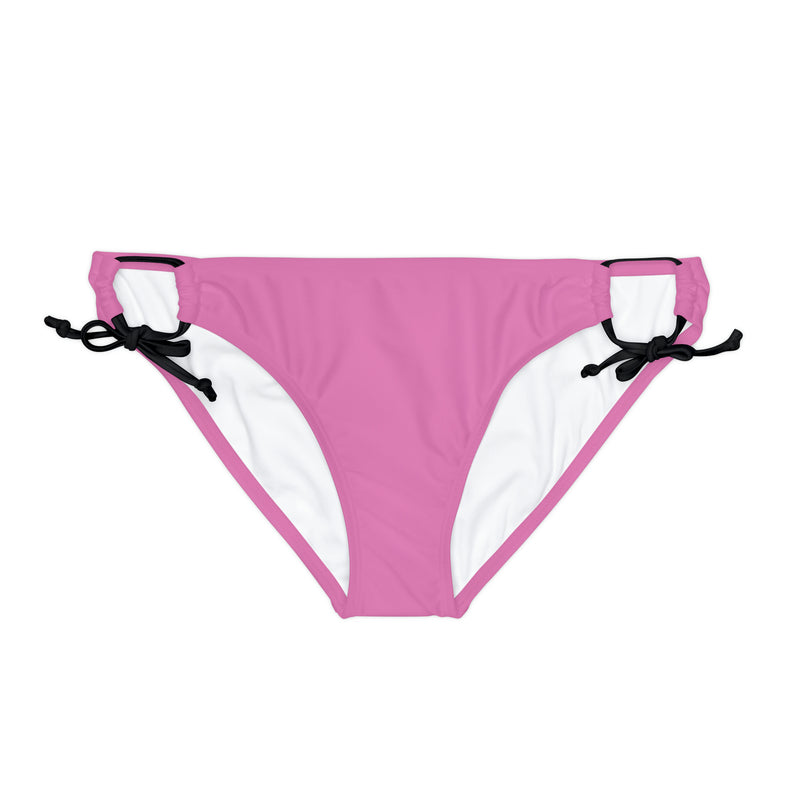 "Skull & Barrel" Base Light Pink - White Logo - Loop Tie Side Bikini Bottom (AOP)