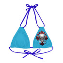 "Skull & Barrel" Base Turquoise - Left Logo - Strappy Triangle Bikini Top (AOP)