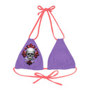 "Skull & Barrel" Base Light Purple - Right Logo - Strappy Triangle Bikini Top (AOP)