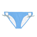 "Skull & Barrel" Base Light Blue - White Logo - Loop Tie Side Bikini Bottom (AOP)