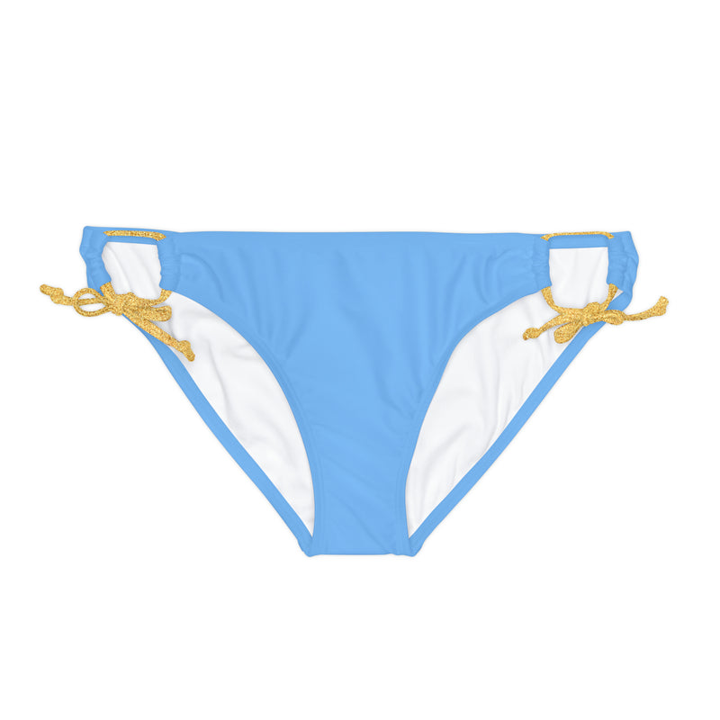 "Skull & Barrel" Base Light Blue - Black Logo - Loop Tie Side Bikini Bottom