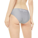 "Skull & Barrel" Base Light Grey - White Logo - Loop Tie Side Bikini Bottom (AOP)