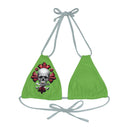 "Skull & Barrel" Base Green - Right Logo - Strappy Triangle Bikini Top (AOP)