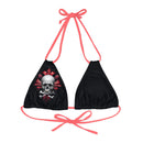 "Skull & Barrel" Base Black - Right Logo - Strappy Triangle Bikini Top (AOP)