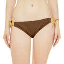 "Skull & Barrel" Base Brown - White Logo - Loop Tie Side Bikini Bottom (AOP)