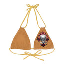 "Skull & Barrel" Base Light Brown - Left Logo - Strappy Triangle Bikini Top (AOP)