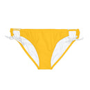 "Skull & Barrel" Base Yellow - Black Logo - Loop Tie Side Bikini Bottom (AOP)