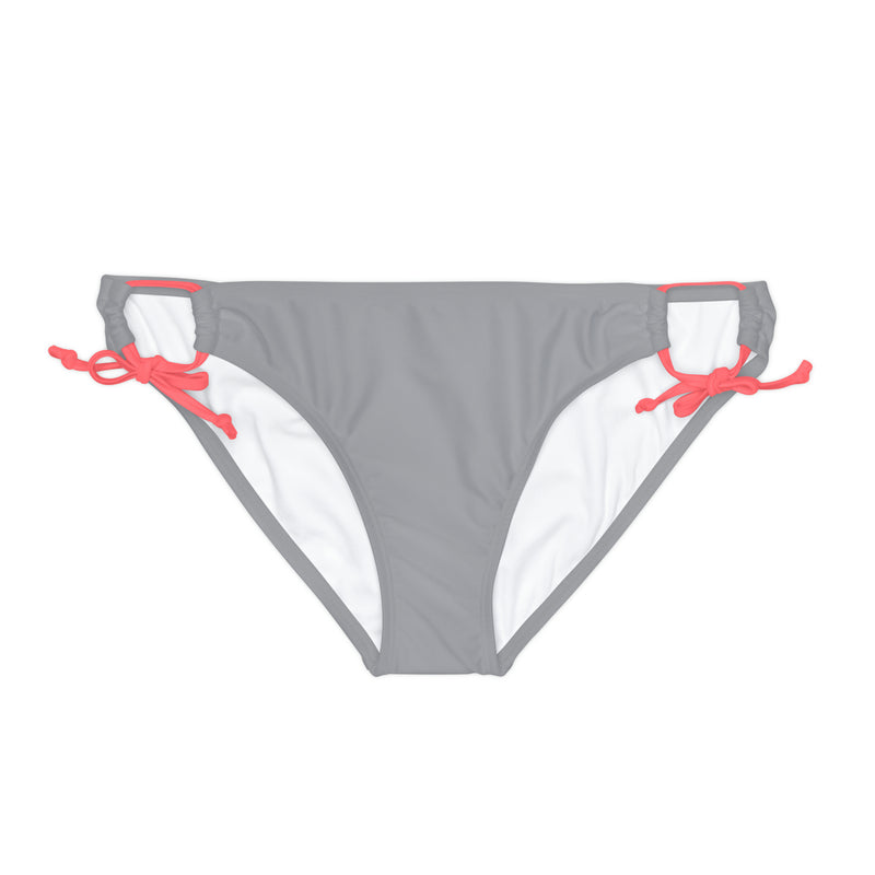 "Skull & Barrel" Base Grey - White Logo - Loop Tie Side Bikini Bottom (AOP)