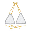 "Skull & Barrel" Base Light Grey - Right Logo - Strappy Triangle Bikini Top (AOP)