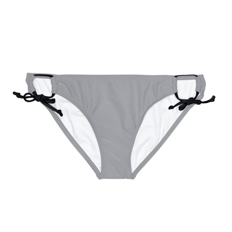 "Skull & Barrel" Base Grey - White Logo - Loop Tie Side Bikini Bottom (AOP)