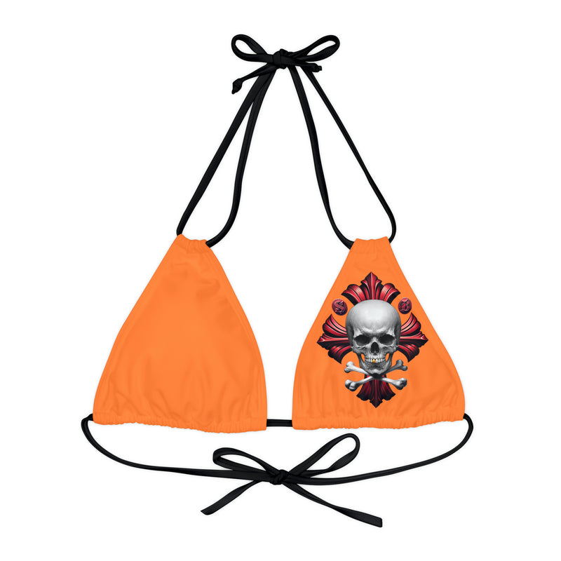 "Skull & Barrel" Base Crusta - Left Logo - Strappy Triangle Bikini Top (AOP)