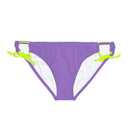 "Skull & Barrel" Base Light Purple - White Logo - Loop Tie Side Bikini Bottom (AOP)