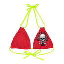 "Skull & Barrel" Base Dark Red - Left Logo - Strappy Triangle Bikini Top (AOP)