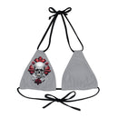 "Skull & Barrel" Base Grey - Right Logo - Strappy Triangle Bikini Top (AOP)