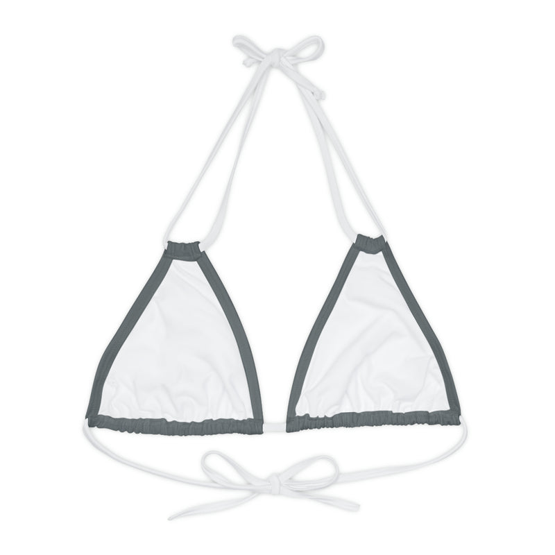 "Skull & Barrel" Base Dark Grey- Left Logo - Strappy Triangle Bikini Top (AOP)