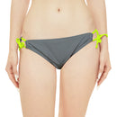 "Skull & Barrel" Base Dark Grey - White Logo - Loop Tie Side Bikini Bottom (AOP)