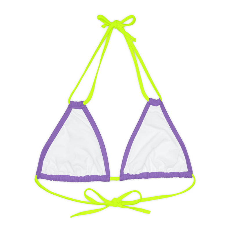 "Skull & Barrel" Base Light Purple - Left Logo - Strappy Triangle Bikini Top (AOP)