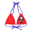 "Skull & Barrel" Base Red - Left Logo - Strappy Triangle Bikini Top (AOP)