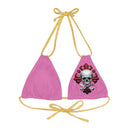 "Skull & Barrel" Base Light Pink - Left Logo - Strappy Triangle Bikini Top (AOP)