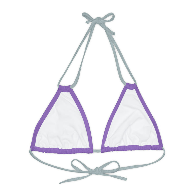 "Skull & Barrel" Base Light Purple - Left Logo - Strappy Triangle Bikini Top (AOP)