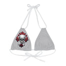 "Skull & Barrel" Base Light Grey - Right Logo - Strappy Triangle Bikini Top (AOP)