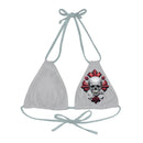 "Skull & Barrel" Base Light Grey - Left Logo - Strappy Triangle Bikini Top (AOP)