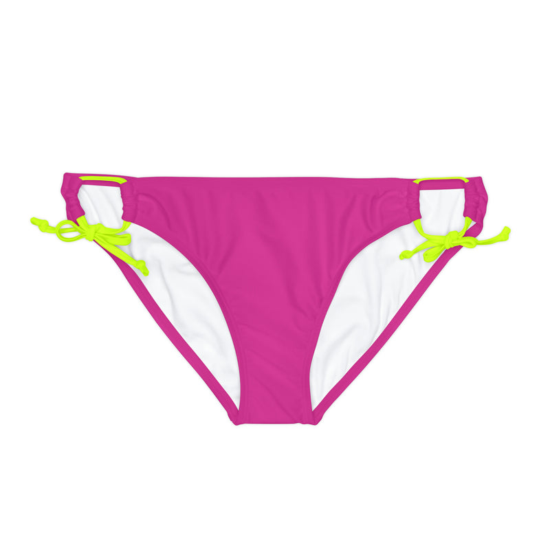 "Skull & Barrel" Base Pink - White Logo - Loop Tie Side Bikini Bottom (AOP)