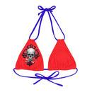 "Skull & Barrel" Base Red - Right Logo - Strappy Triangle Bikini Top (AOP)