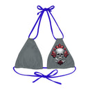 "Skull & Barrel" Base Dark Grey- Left Logo - Strappy Triangle Bikini Top (AOP)