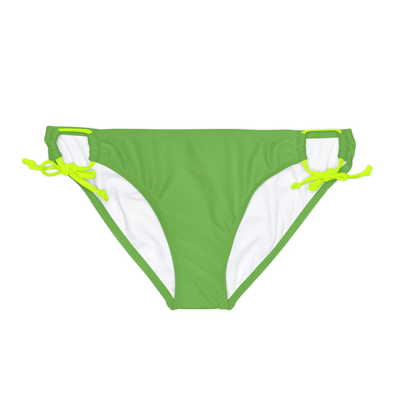 "Skull & Barrel" Base Green - Black Logo - Loop Tie Side Bikini Bottom (AOP)