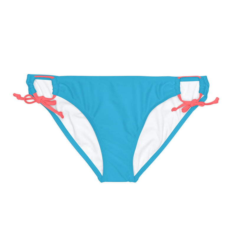 "Skull & Barrel" Base Turquoise - White Logo - Loop Tie Side Bikini Bottom (AOP)