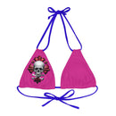 "Skull & Barrel" Base Pink - Right Logo - Strappy Triangle Bikini Top (AOP)