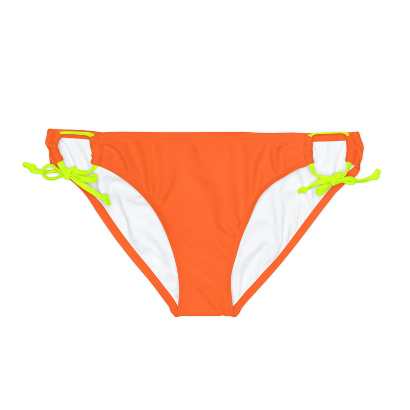 "Skull & Barrel" Base Orange - White Logo - Loop Tie Side Bikini Bottom (AOP)